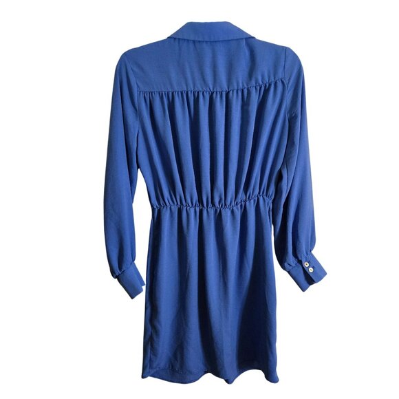 Joseph Ribkoff Tie Front Blouse Tunic Blue Mother Of Pearl Button Size 6 - Picture 3 of 8